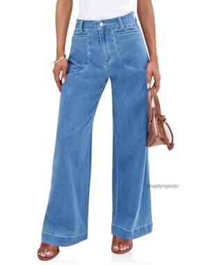 Wide Leg High Rise Stretchy Denim Jeans Baggy Relaxed Fit